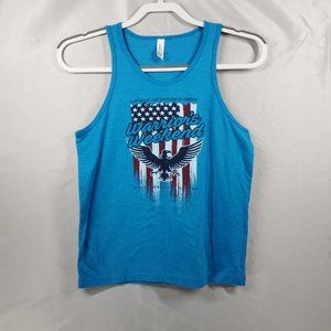 Canvas Top Weekend Warrior American Flag Eagle Graphic Tank T-Shirt Youth Sz L